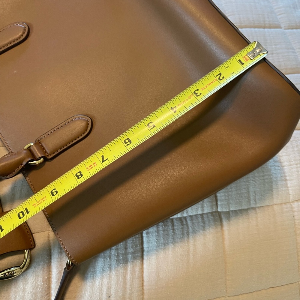 Lauren Ralph Lauren Brown Leather Satchel with orange Interior - Picture 9 of 10